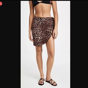 Good American Ladies Sarong Wrap Skirt Brown Black Leopard 0-4 XS-XL Cover-up